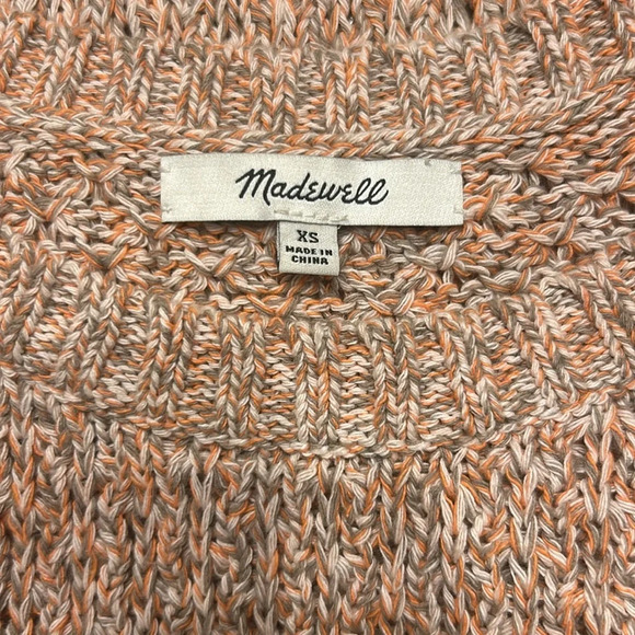 Madewell Marled Plaza Pullover Sweater, Sz XS, Marled Coral, Cotton Top - Picture 8 of 10